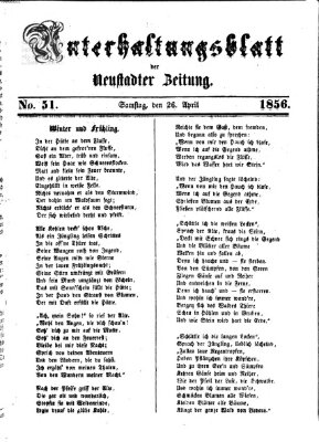 Neustadter Zeitung. Unterhaltungsblatt der Neustadter Zeitung (Neustadter Zeitung) Samstag 26. April 1856