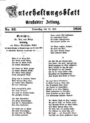 Neustadter Zeitung. Unterhaltungsblatt der Neustadter Zeitung (Neustadter Zeitung) Donnerstag 10. Juli 1856