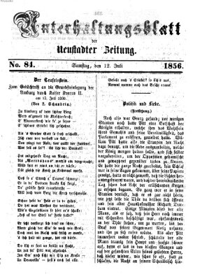 Neustadter Zeitung. Unterhaltungsblatt der Neustadter Zeitung (Neustadter Zeitung) Samstag 12. Juli 1856