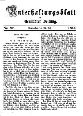 Neustadter Zeitung. Unterhaltungsblatt der Neustadter Zeitung (Neustadter Zeitung) Donnerstag 24. Juli 1856