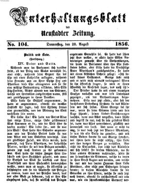 Neustadter Zeitung. Unterhaltungsblatt der Neustadter Zeitung (Neustadter Zeitung) Donnerstag 28. August 1856