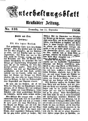 Neustadter Zeitung. Unterhaltungsblatt der Neustadter Zeitung (Neustadter Zeitung) Donnerstag 11. September 1856