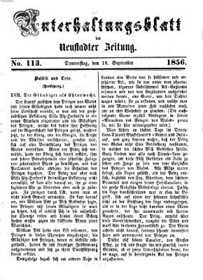 Neustadter Zeitung. Unterhaltungsblatt der Neustadter Zeitung (Neustadter Zeitung) Donnerstag 18. September 1856