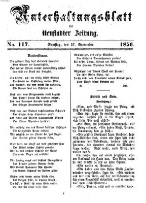 Neustadter Zeitung. Unterhaltungsblatt der Neustadter Zeitung (Neustadter Zeitung) Samstag 27. September 1856