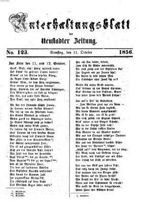 Neustadter Zeitung. Unterhaltungsblatt der Neustadter Zeitung (Neustadter Zeitung) Samstag 11. Oktober 1856