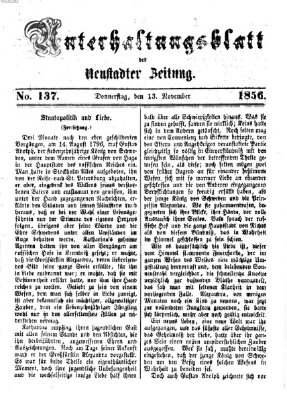 Neustadter Zeitung. Unterhaltungsblatt der Neustadter Zeitung (Neustadter Zeitung) Donnerstag 13. November 1856