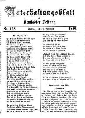 Neustadter Zeitung. Unterhaltungsblatt der Neustadter Zeitung (Neustadter Zeitung) Samstag 15. November 1856