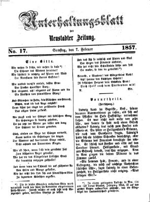Neustadter Zeitung. Unterhaltungsblatt der Neustadter Zeitung (Neustadter Zeitung) Samstag 7. Februar 1857