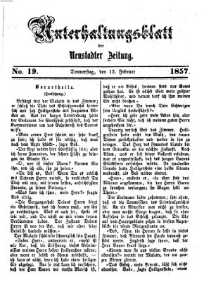 Neustadter Zeitung. Unterhaltungsblatt der Neustadter Zeitung (Neustadter Zeitung) Donnerstag 12. Februar 1857