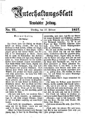 Neustadter Zeitung. Unterhaltungsblatt der Neustadter Zeitung (Neustadter Zeitung) Dienstag 17. Februar 1857