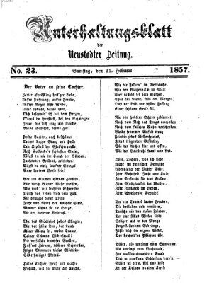 Neustadter Zeitung. Unterhaltungsblatt der Neustadter Zeitung (Neustadter Zeitung) Samstag 21. Februar 1857