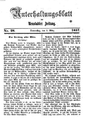 Neustadter Zeitung. Unterhaltungsblatt der Neustadter Zeitung (Neustadter Zeitung) Donnerstag 5. März 1857