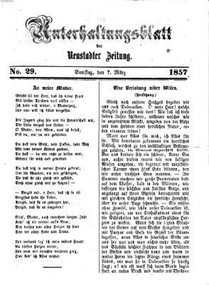 Neustadter Zeitung. Unterhaltungsblatt der Neustadter Zeitung (Neustadter Zeitung) Samstag 7. März 1857