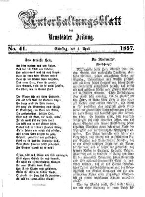 Neustadter Zeitung. Unterhaltungsblatt der Neustadter Zeitung (Neustadter Zeitung) Samstag 4. April 1857