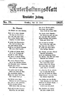 Neustadter Zeitung. Unterhaltungsblatt der Neustadter Zeitung (Neustadter Zeitung) Samstag 13. Juni 1857