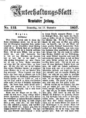 Neustadter Zeitung. Unterhaltungsblatt der Neustadter Zeitung (Neustadter Zeitung) Donnerstag 17. September 1857