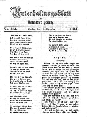 Neustadter Zeitung. Unterhaltungsblatt der Neustadter Zeitung (Neustadter Zeitung) Samstag 19. September 1857