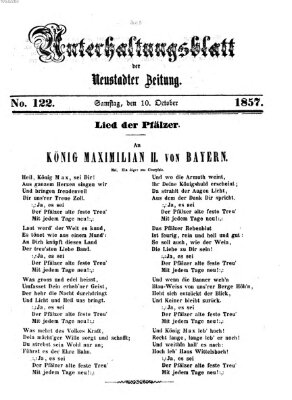 Neustadter Zeitung. Unterhaltungsblatt der Neustadter Zeitung (Neustadter Zeitung) Samstag 10. Oktober 1857