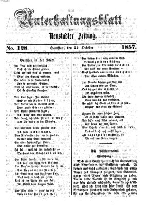 Neustadter Zeitung. Unterhaltungsblatt der Neustadter Zeitung (Neustadter Zeitung) Samstag 24. Oktober 1857