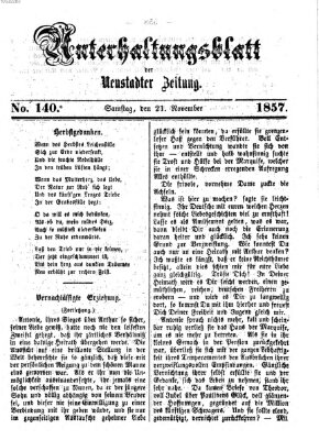 Neustadter Zeitung. Unterhaltungsblatt der Neustadter Zeitung (Neustadter Zeitung) Samstag 21. November 1857