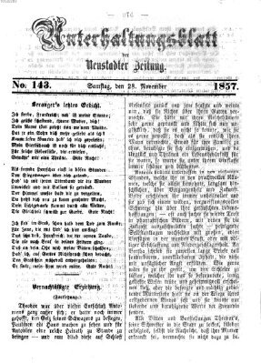 Neustadter Zeitung. Unterhaltungsblatt der Neustadter Zeitung (Neustadter Zeitung) Samstag 28. November 1857