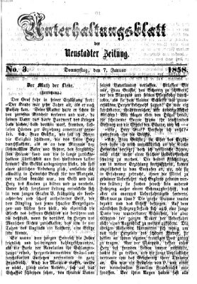 Neustadter Zeitung. Unterhaltungsblatt der Neustadter Zeitung (Neustadter Zeitung) Donnerstag 7. Januar 1858