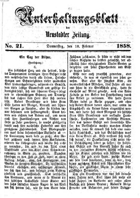 Neustadter Zeitung. Unterhaltungsblatt der Neustadter Zeitung (Neustadter Zeitung) Donnerstag 18. Februar 1858