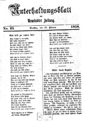 Neustadter Zeitung. Unterhaltungsblatt der Neustadter Zeitung (Neustadter Zeitung) Samstag 27. Februar 1858