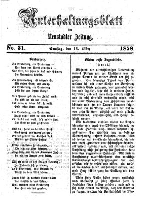 Neustadter Zeitung. Unterhaltungsblatt der Neustadter Zeitung (Neustadter Zeitung) Samstag 13. März 1858