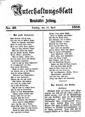 Neustadter Zeitung. Unterhaltungsblatt der Neustadter Zeitung (Neustadter Zeitung) Samstag 17. April 1858