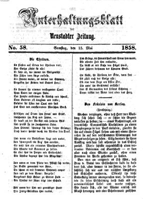 Neustadter Zeitung. Unterhaltungsblatt der Neustadter Zeitung (Neustadter Zeitung) Samstag 15. Mai 1858