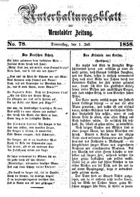 Neustadter Zeitung. Unterhaltungsblatt der Neustadter Zeitung (Neustadter Zeitung) Donnerstag 1. Juli 1858