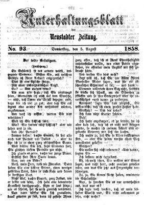 Neustadter Zeitung. Unterhaltungsblatt der Neustadter Zeitung (Neustadter Zeitung) Donnerstag 5. August 1858