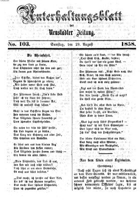 Neustadter Zeitung. Unterhaltungsblatt der Neustadter Zeitung (Neustadter Zeitung) Sonntag 29. August 1858