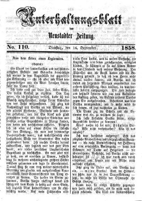 Neustadter Zeitung. Unterhaltungsblatt der Neustadter Zeitung (Neustadter Zeitung) Dienstag 14. September 1858