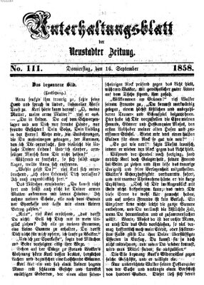 Neustadter Zeitung. Unterhaltungsblatt der Neustadter Zeitung (Neustadter Zeitung) Donnerstag 16. September 1858