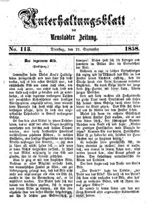 Neustadter Zeitung. Unterhaltungsblatt der Neustadter Zeitung (Neustadter Zeitung) Dienstag 21. September 1858