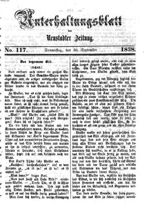 Neustadter Zeitung. Unterhaltungsblatt der Neustadter Zeitung (Neustadter Zeitung) Donnerstag 30. September 1858