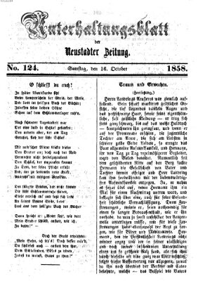 Neustadter Zeitung. Unterhaltungsblatt der Neustadter Zeitung (Neustadter Zeitung) Samstag 16. Oktober 1858