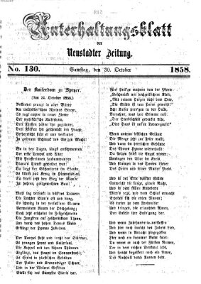 Neustadter Zeitung. Unterhaltungsblatt der Neustadter Zeitung (Neustadter Zeitung) Samstag 30. Oktober 1858