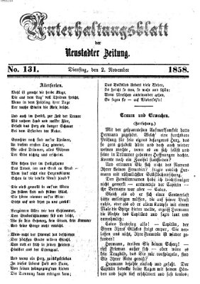 Neustadter Zeitung. Unterhaltungsblatt der Neustadter Zeitung (Neustadter Zeitung) Dienstag 2. November 1858