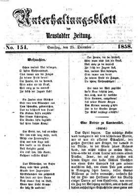 Neustadter Zeitung. Unterhaltungsblatt der Neustadter Zeitung (Neustadter Zeitung) Samstag 25. Dezember 1858