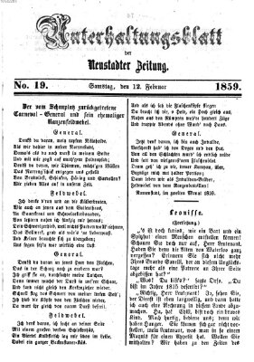 Neustadter Zeitung. Unterhaltungsblatt der Neustadter Zeitung (Neustadter Zeitung) Samstag 12. Februar 1859