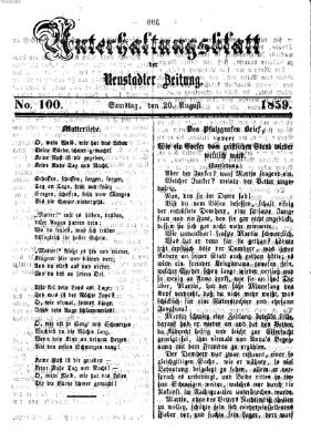 Neustadter Zeitung. Unterhaltungsblatt der Neustadter Zeitung (Neustadter Zeitung) Samstag 20. August 1859