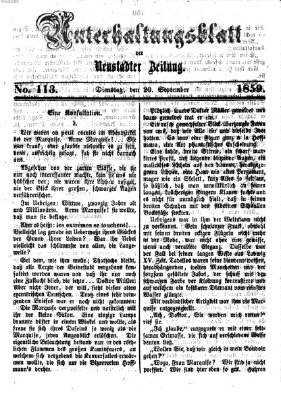 Neustadter Zeitung. Unterhaltungsblatt der Neustadter Zeitung (Neustadter Zeitung) Dienstag 20. September 1859