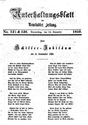 Neustadter Zeitung. Unterhaltungsblatt der Neustadter Zeitung (Neustadter Zeitung) Donnerstag 10. November 1859