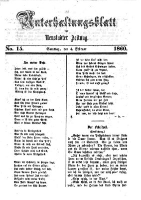 Neustadter Zeitung. Unterhaltungsblatt der Neustadter Zeitung (Neustadter Zeitung) Samstag 4. Februar 1860