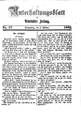 Neustadter Zeitung. Unterhaltungsblatt der Neustadter Zeitung (Neustadter Zeitung) Donnerstag 9. Februar 1860