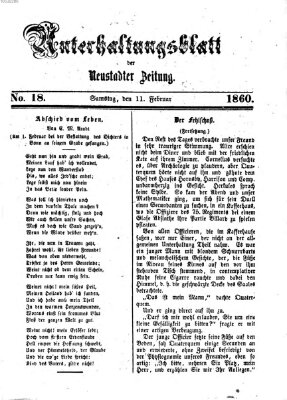 Neustadter Zeitung. Unterhaltungsblatt der Neustadter Zeitung (Neustadter Zeitung) Samstag 11. Februar 1860