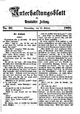 Neustadter Zeitung. Unterhaltungsblatt der Neustadter Zeitung (Neustadter Zeitung) Donnerstag 16. Februar 1860